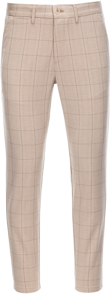 OMBRE Broek - Slim Fit - Rits - Geruit Zand XXL