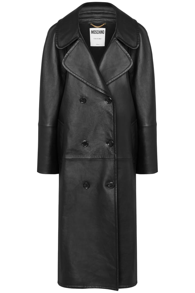 Moschino Asymmetrical Nappa Leather Coat Black Taglia: 42 | Giacche di pelle Outlet | Donna | Nero