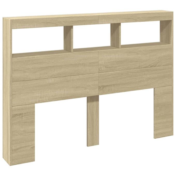 vidaXL - Hoofdbordkast - met - LED-verlichting - 140x17x102 - cm - sonoma - eiken