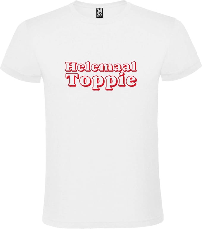 Wit T-Shirt met “ Helemaal Toppie “ afbeelding Rood Size XXXXXL