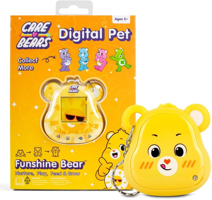 Funshine Bear - Care Bears digital pet - sleutelhanger met interactieve virtuele Troetelbeer - mini games