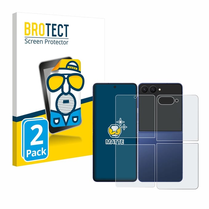 BROTECT - Screenprotector voor Samsung Galaxy Z Flip 7 (Voor+Achter) - Folie Beschermfolie matte 2 Stuks