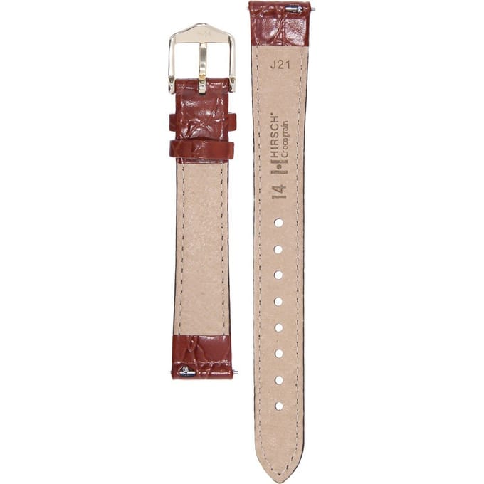 Hirsh Horlogeband -  Crocograin Goudbruin - Leer - 14 mm