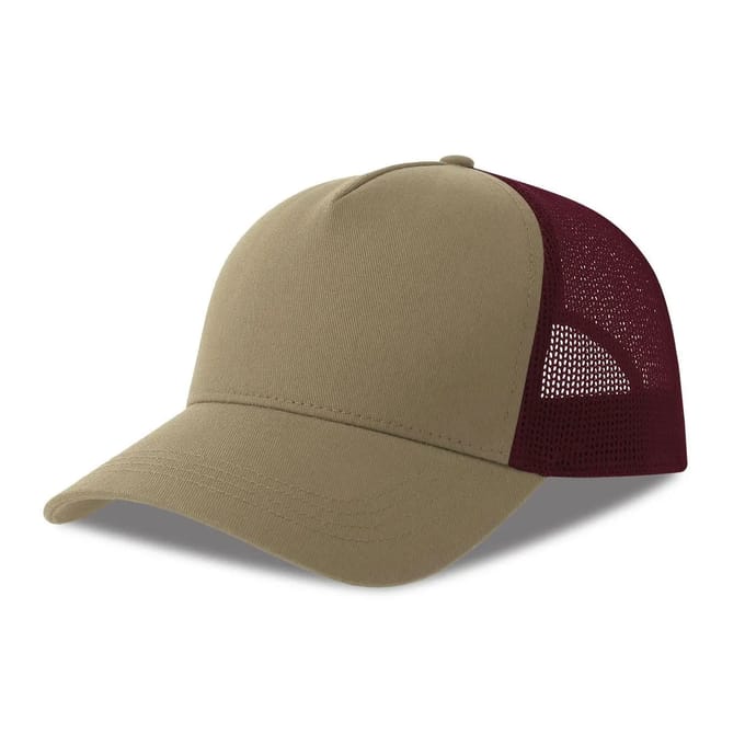 Atlantis Headwear Rapper Cotton-S Cap AT535 - Khaki/Burgundy - One size