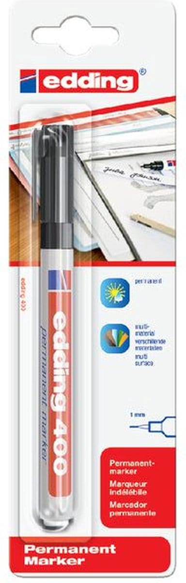 Viltstift edding 400 rond 1mm zwart | 10 stuks