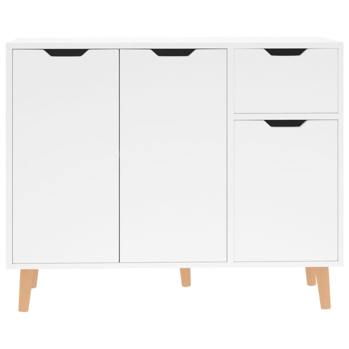 vidaXL - Dressoir - 90x30x72 - cm - bewerkt - hout - hoogglans - wit