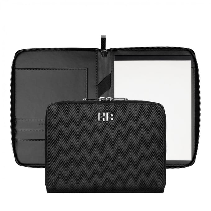 HUGO BOSS Schrijfmappen Herringbone Writing Set Black Zwart