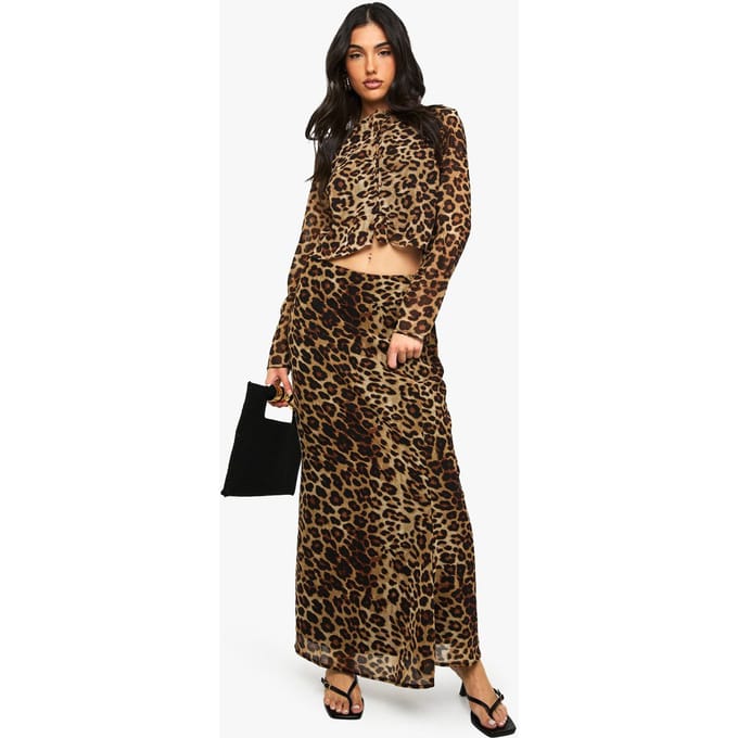 boohoo Dames Luipaardprint Geweven Maxi Rok | Leopard | Maat: 10