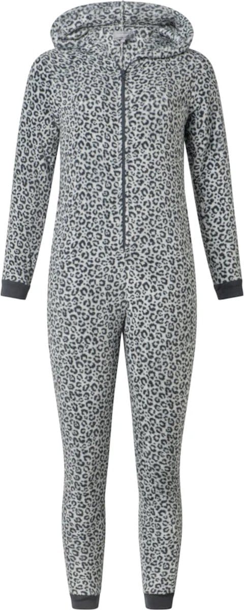 Cocodream meisjes onesie fleece - maat 128 - Panter - grijs