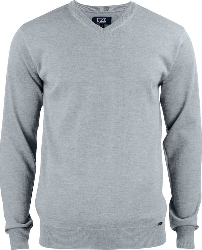 Cutter & Buck Everett V-neck Heren 355430 - Grijs Melange - S