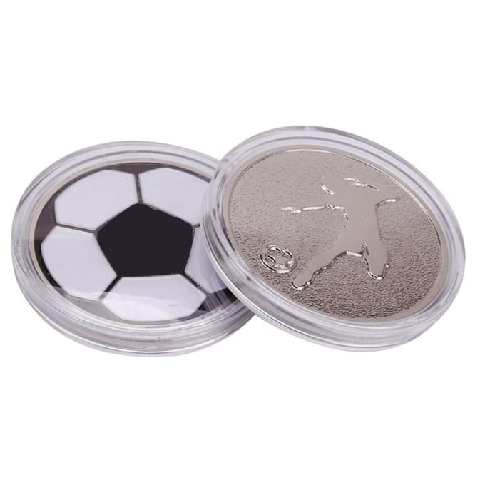 1 stuk Voetbal Flipmunt Voetbal Scheidsrechter Tossmunt Tool met Plastic Etui white