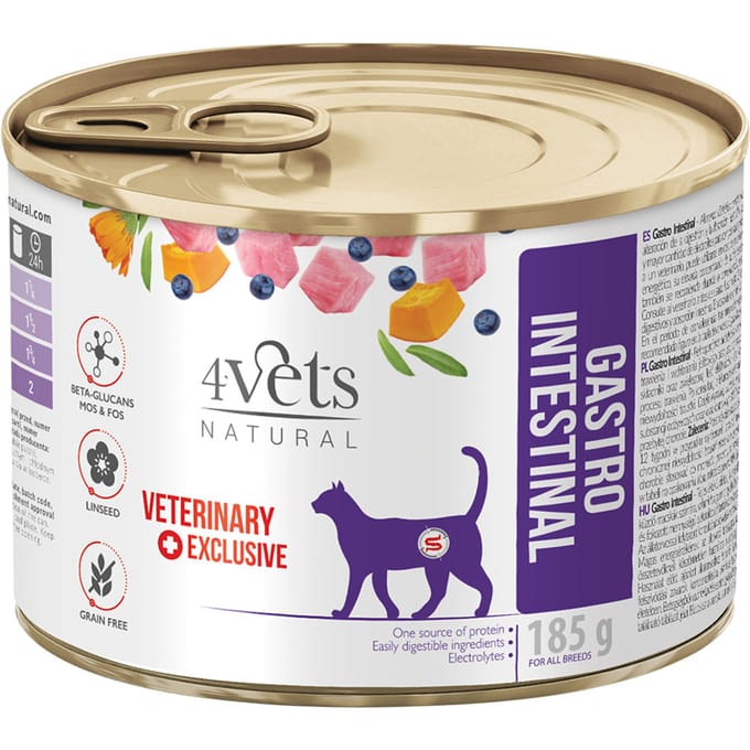12x 185g 4vets Natural Cat Gastro intestinal kattenvoer nat
