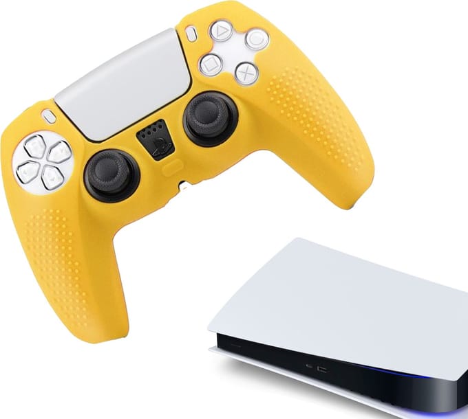 Gadgetpoint - Hoesjes & Skins voor PS5, PlayStation 5 - Performance Gaming Case - Soft Grip Covers - Anti-Slip Controller Accessoires - Grip Geel