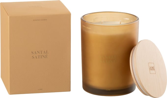 J-Line geurkaars Accords Essentiels - Santal Satiné - glas - geel - 52U