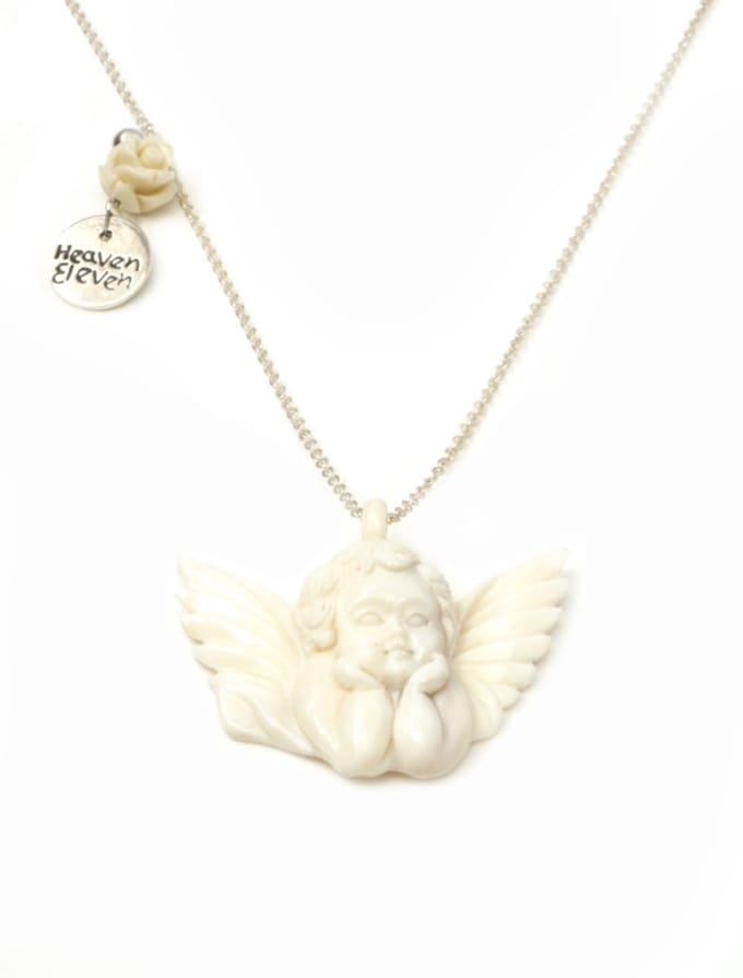 Heaven Eleven - meisjes - ketting - 925 zilver - engel - bone - 60cm