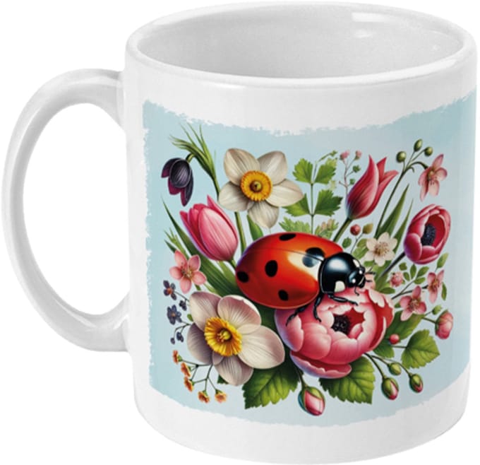Mok | Bloemen - Lieveheersbeestje | 325ml