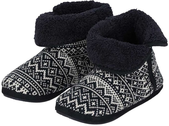 Apollo Hoge pantoffels/sloffen Folklore - gebreid - heren - navy 45-46