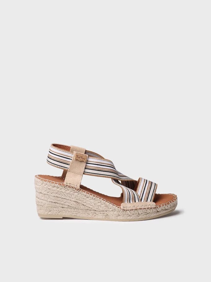 Dames espadrille met sleehak en elastische banden | TINA