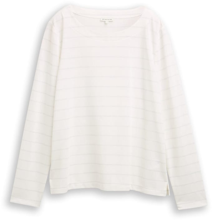 Tom Tailor - Shirt met lange mouwen en glitterstrepen - Maat S - white stripe with lurex