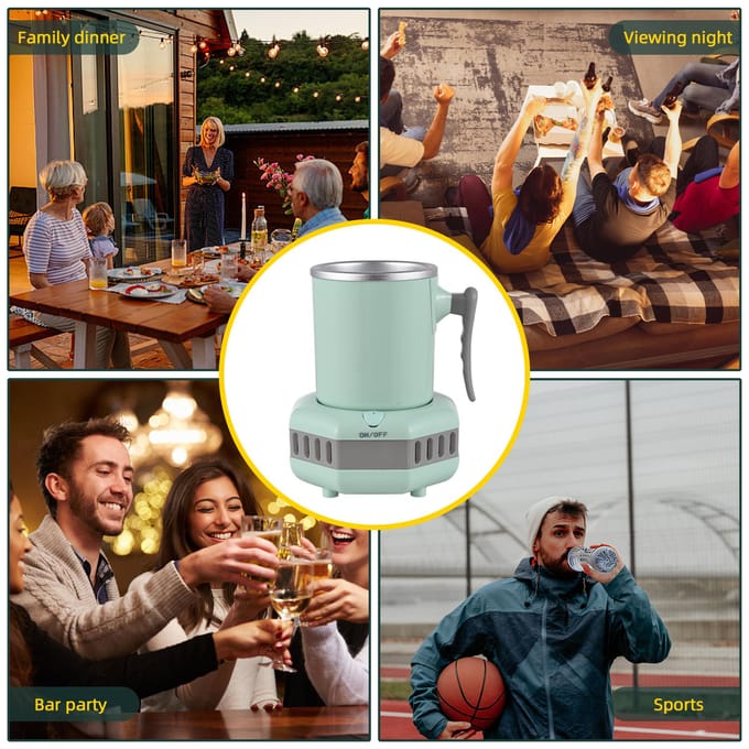 Refroidisseur de boissons en aluminium et chauffe-tasse avec poignée pour bureau, bouteille électrique Portable de 15oz EU plug vert