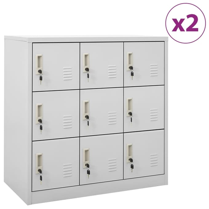 vidaXL - Lockerkasten - 2 - st - 90x45x92,5 - cm - staal - lichtgrijs