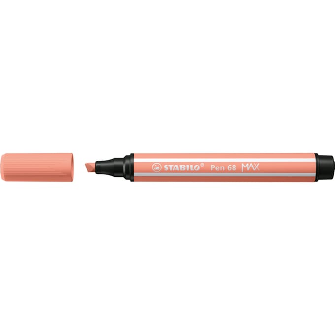 STABILO Pen 68 MAX - Fibre-tip Pen with Thick Chisel Tip - Apricot
