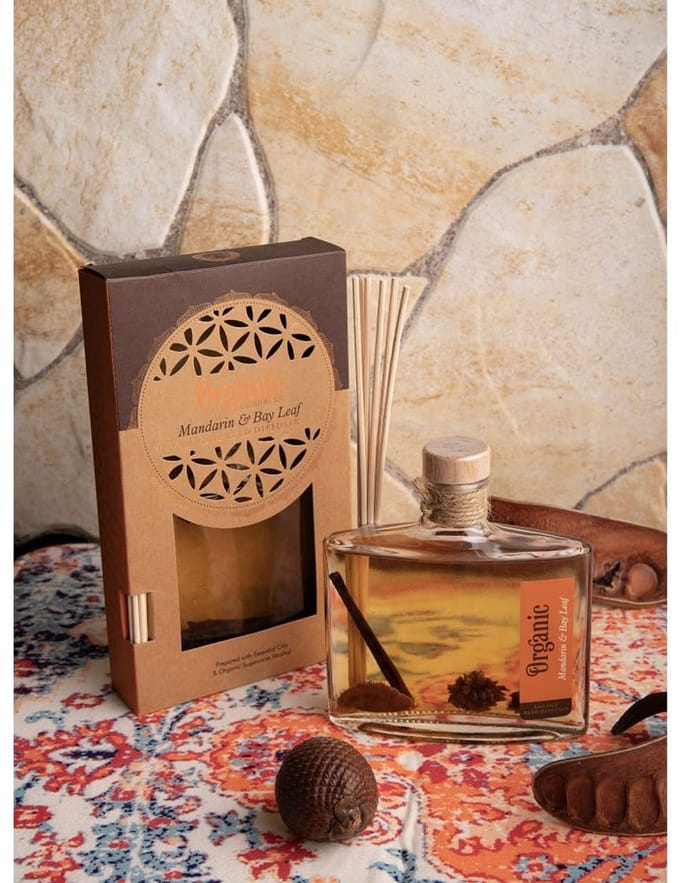 Organic goodness - mandarijn en laurierblad geurstokjes - reed diffuser - geurverspreider - 1 stuks