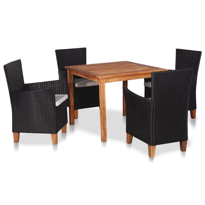 vidaXL - 5-delige - Tuinset - poly - rattan - zwart - en - bruin