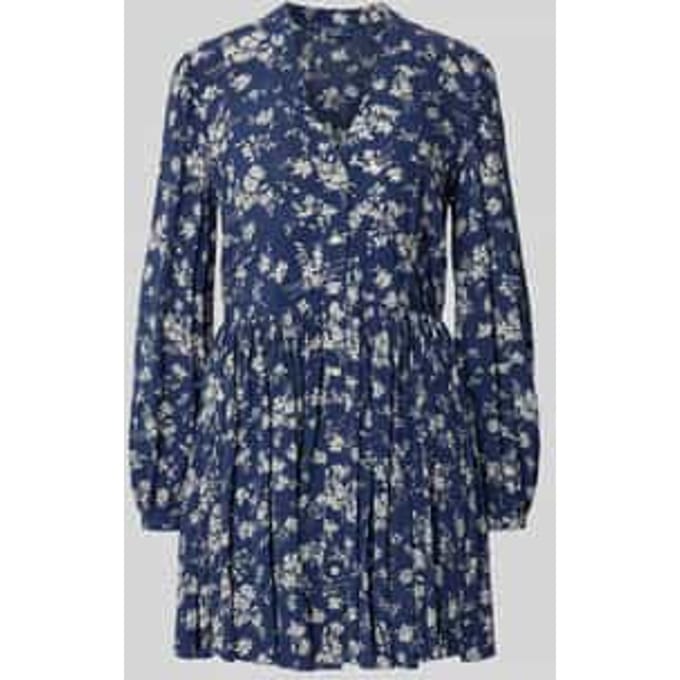 Mini-jurk van pure viscose met V-hals