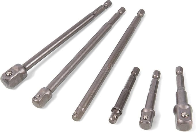 HBM Professionele 6 Delige Bit - Dop Adapterset met HEX Aansluiting