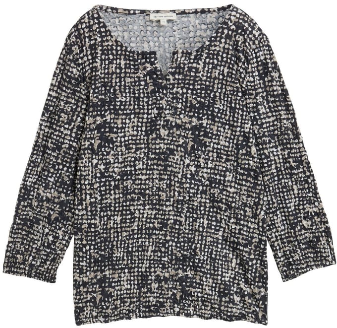 Tom Tailor - Crinkle blouse met patroon - Maat M - navy abstract dot design