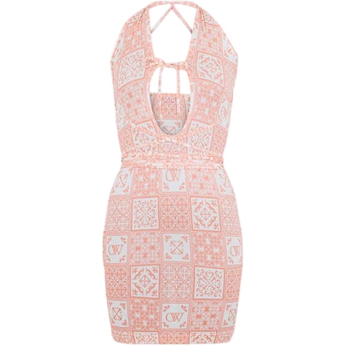 Off White Mini-jurk met bandana-print voor dames (Roze/Wit)