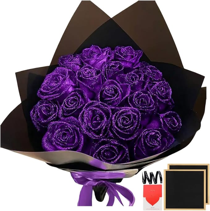 Glitter Rozenboeket - Kunstbloemen - Decoratie - 24 Stuks - 1x1x1 cm - Multicolor