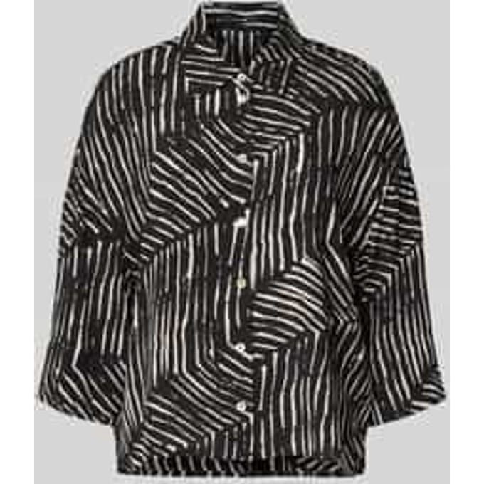 Relaxed-fit overhemdblouse van viscose, model 'Fiana palm leaves'
