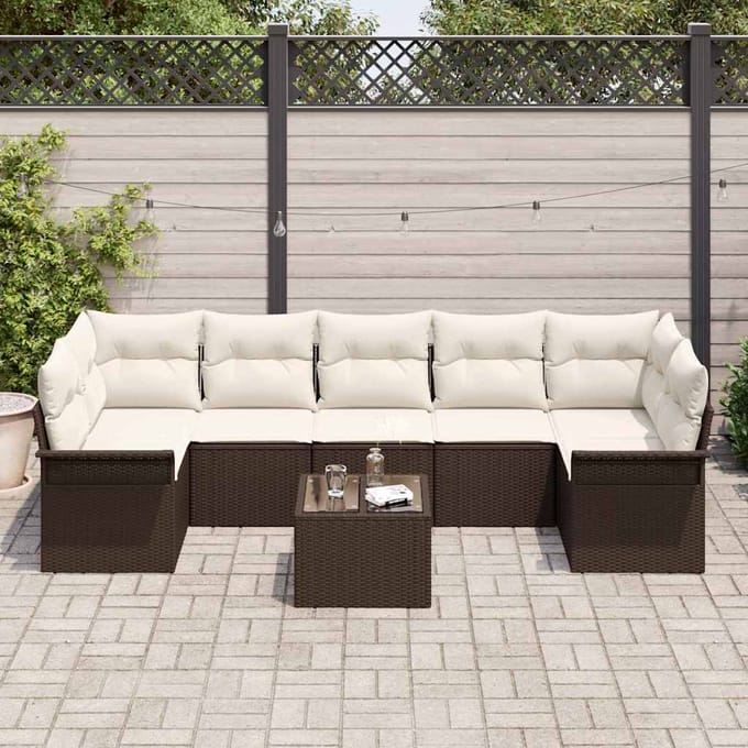 vidaXL - Tuinbank - Set - 8 - st - Bruin - en - Crème - poly - rattan