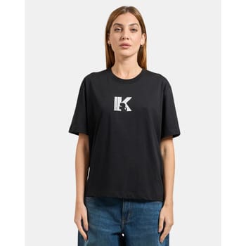 Printed Short-Sleeve Round Neck T-Shirt Wo - Black Shirts