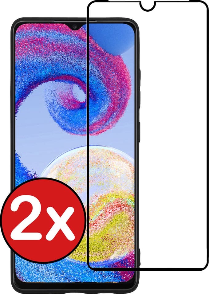 Screenprotector - 2 Stuks - Geschikt voor Samsung Galaxy A04s - Full Cover - Beschermglas - Gehard Glas - Tempered Glass - Screen Protector