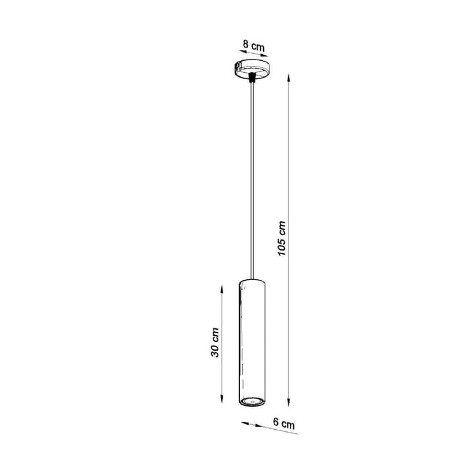 Hanglamp LINO met slanke houten buiskap - Sollux Lighting - IP20 - Natuurlijk hout hout behuizing - 8 x 8 x 105 cm - 1 x GU10 LED, exclusief lichtbron - Max. 10 W - Scandinavische hanglamp voor keuken, eetkamer en woonkamer
