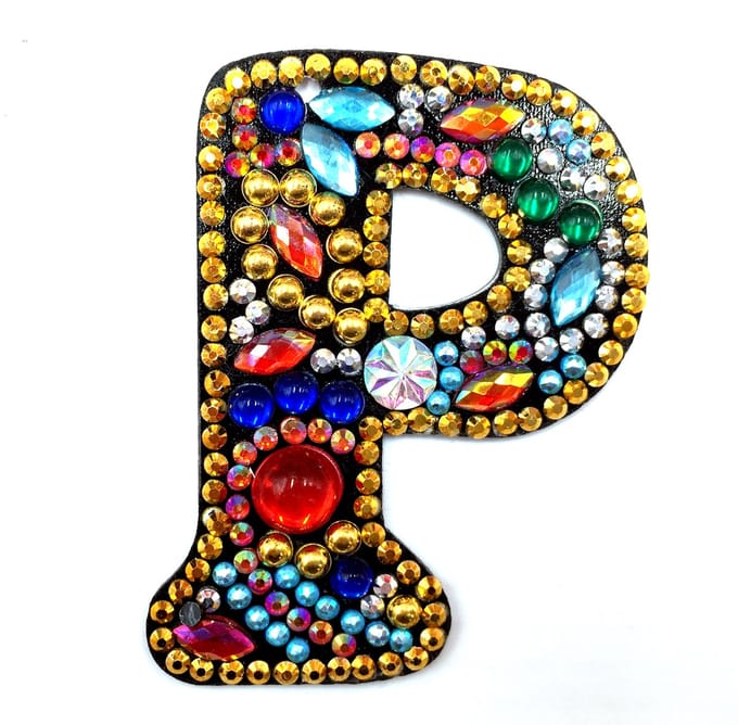 Sleutelhanger letter P - Diamond painting - compleet pakket - Diamond painting by Wietske