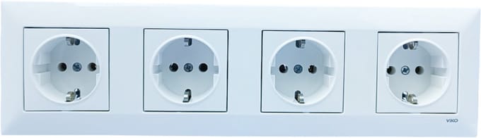 Wandcontactdoos Stopcontact 4 Voudig Inbouw Panasonic Viko-Randaarde-Compleet