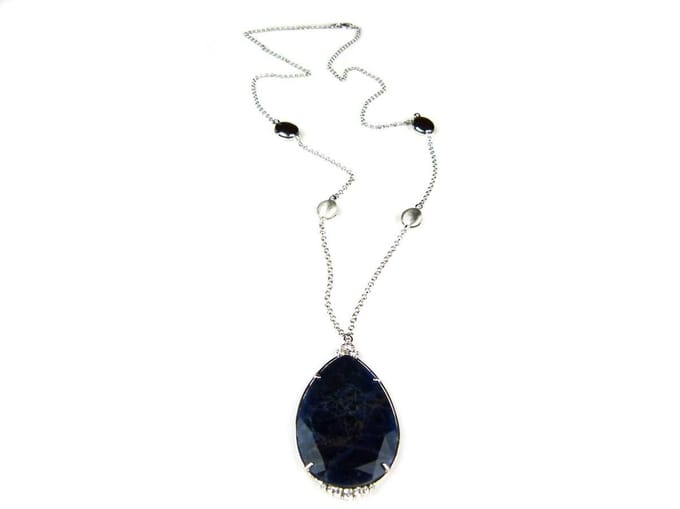 Ketting Model Raindrop zilveren ketting collier halssnoer met hanger blauwe steen