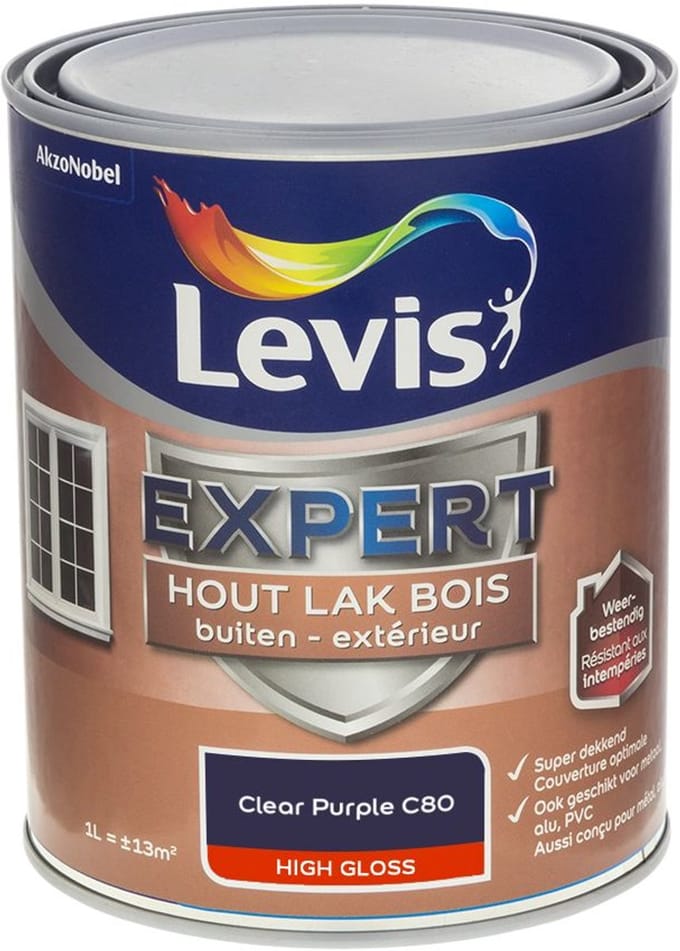 Levis - Expert Hout Lak Buiten High Gloss Mix - Clear Purple C80 - Mengverf - 1 L