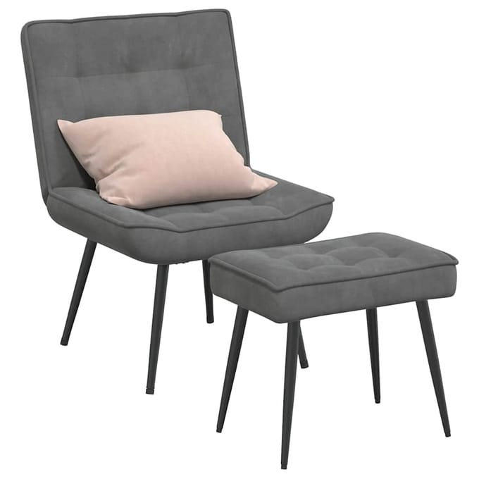 vidaXL - Relaxstoel - met - voetenbank - fluweel - donkergrijs
