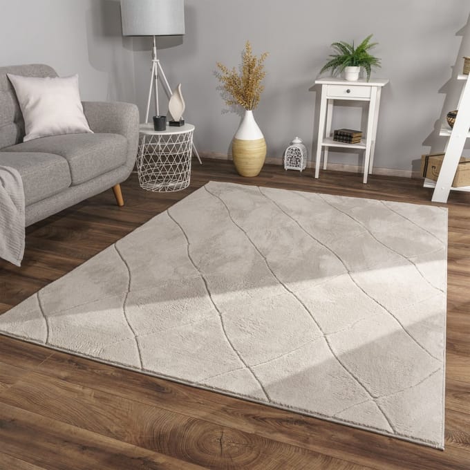 Woonkamertapijt eetkamer kortpolig Scandinavisch 60 x 100 cm Rechthoek 60 x 100 cm Rechthoek beige