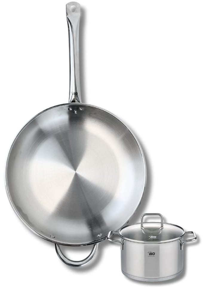 Set van 1 Koekenpan 32 cm en 1 braadpan 14 cm Elo Profi Citrin