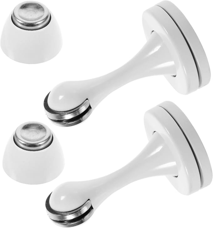 Deurstopper Set - Magneet Stopper - Deuren Beschermen - Sterke Magneet - 7.5 cm Hoog - Wit
