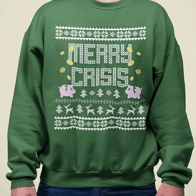 Foute Kerst Trui Groen Merry Crisis Piggybank M