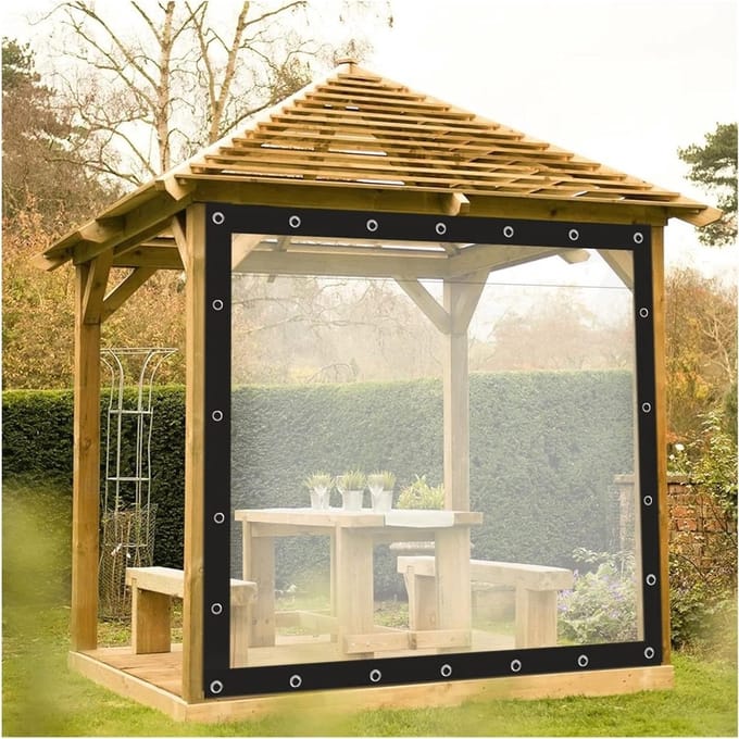 Buiten Tarpgordijn - Transparant Zeildoek - Terras Afschermen - Waterdicht Winddicht - 2.5x5m - Clear