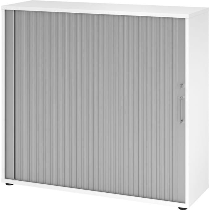 Rolluikkast Breno, 3 OH, afsluitbaar, stapelbaar, B 1200 x D 400 x H 1100 mm, spaanplaat, wit