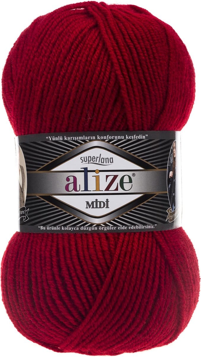 Alize Superlana Midi 56 Red Pakket 5 Bollen 500 Gram